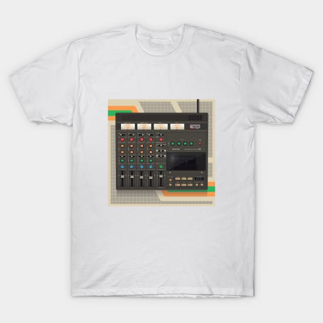 Cassette 4 Track recorder T-Shirt by Tiny Little Hammers